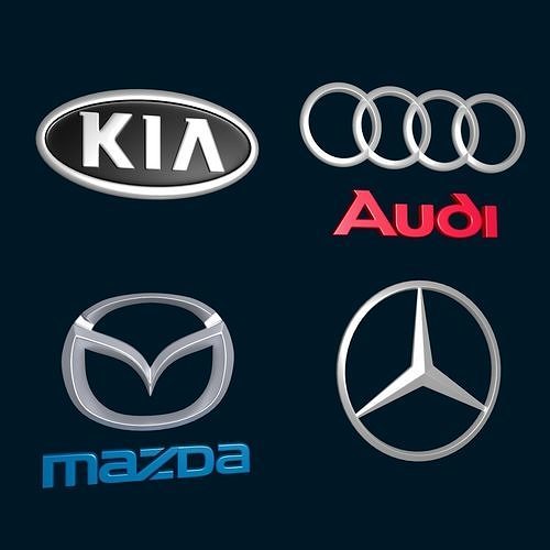 Car Logos - Audi Mazda Kia Mercedes Benz Low-poly 3D model
