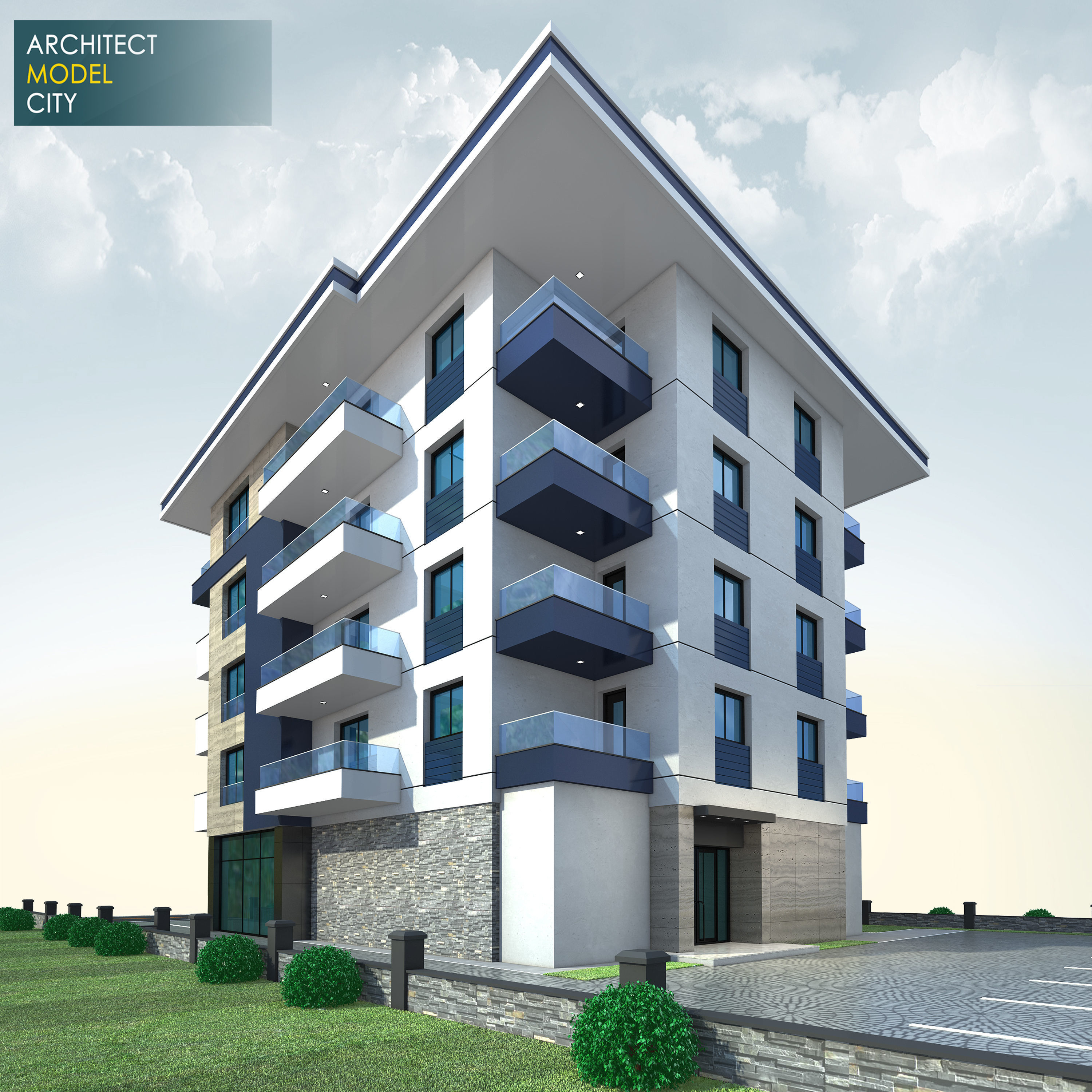 Architectural 3D Home Model  Low-poly 3D model_4