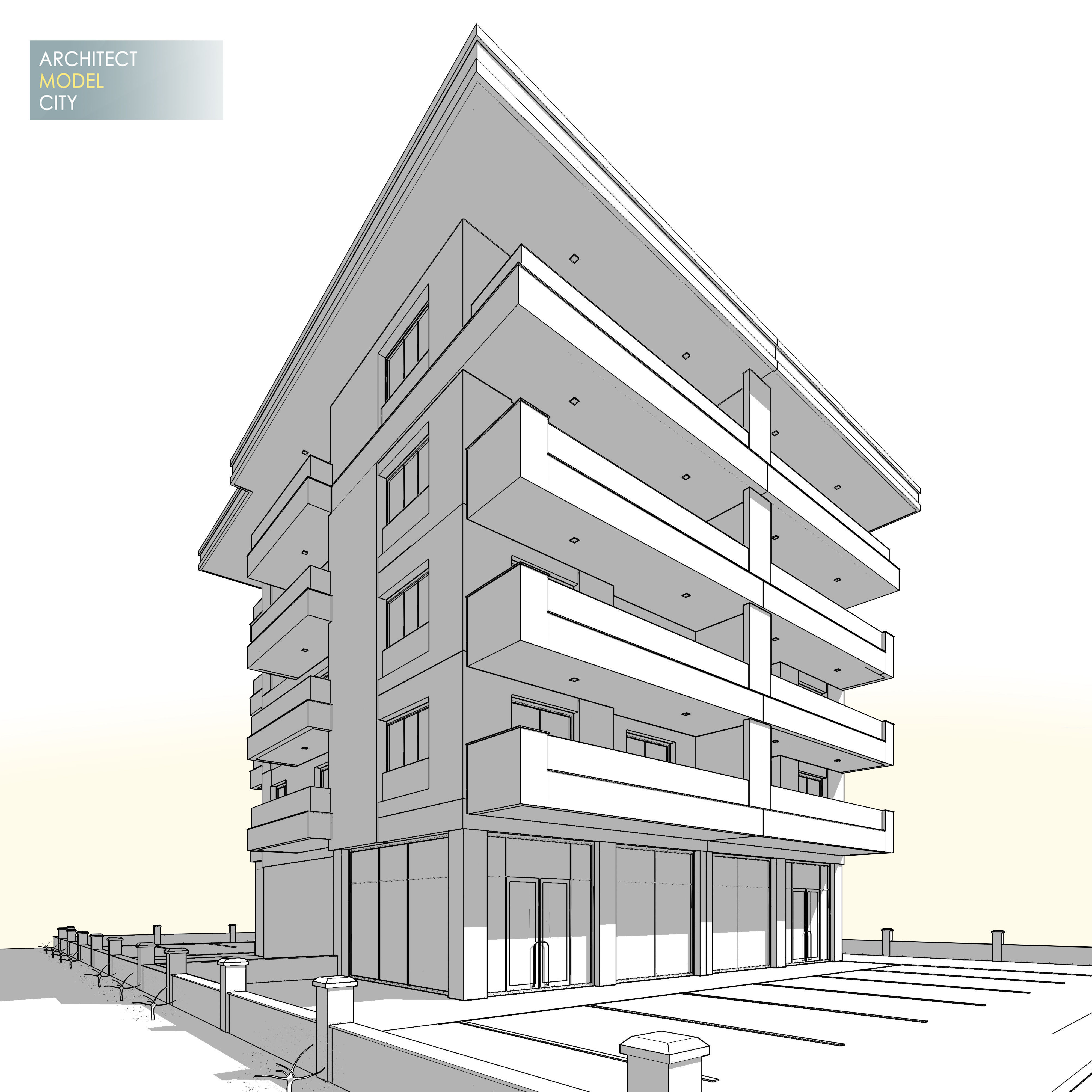 Architectural 3D Home Model  Low-poly 3D model_3