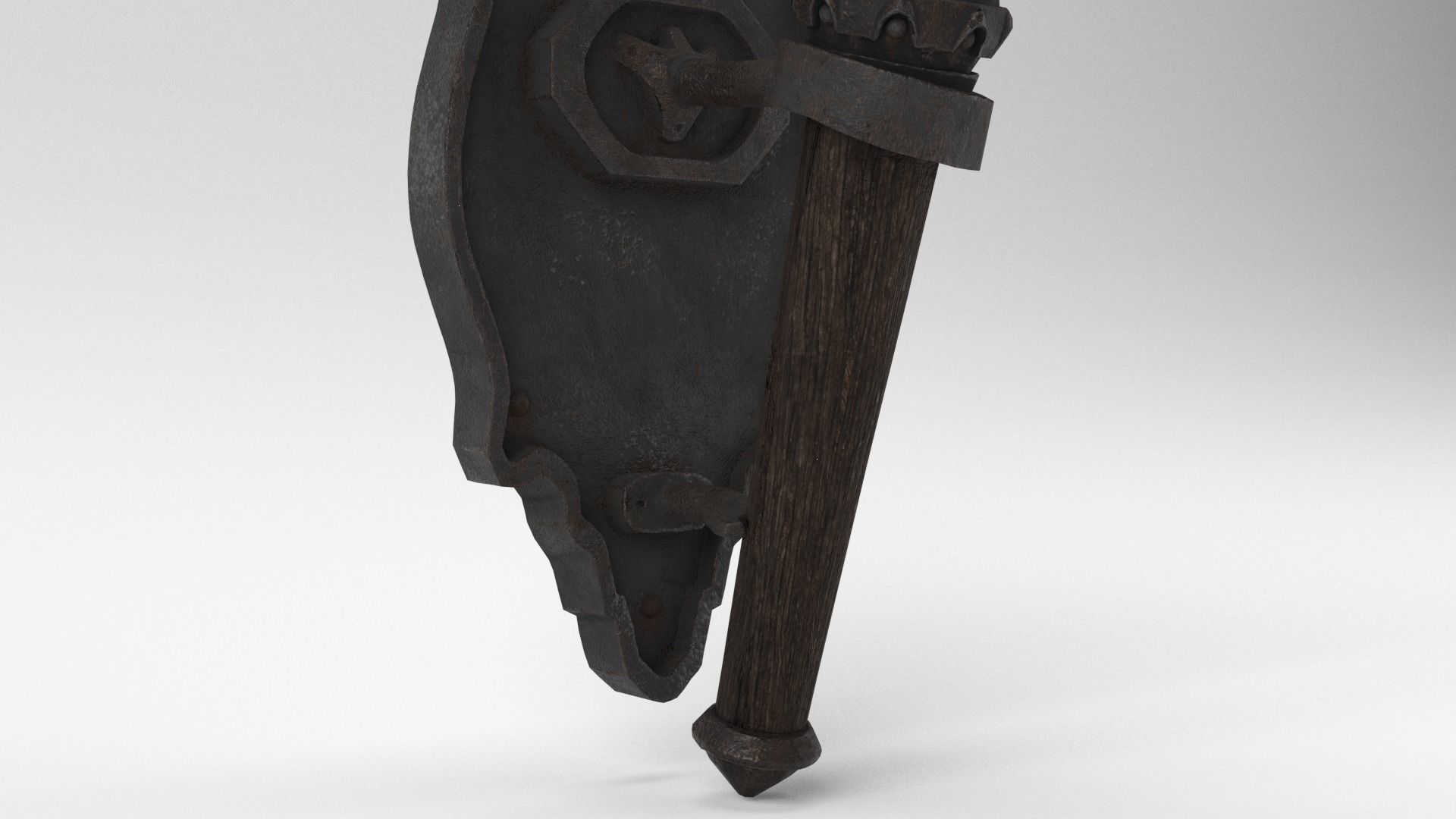 Medieval Burning Torch and Holder 3D Model 3D model_5
