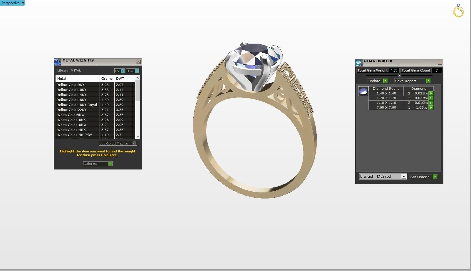 Ring with a  center stone 3D print model_1