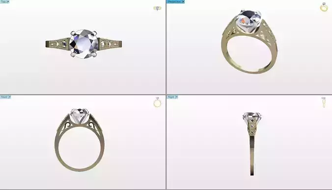 Ring with a  center stone 3D print model
