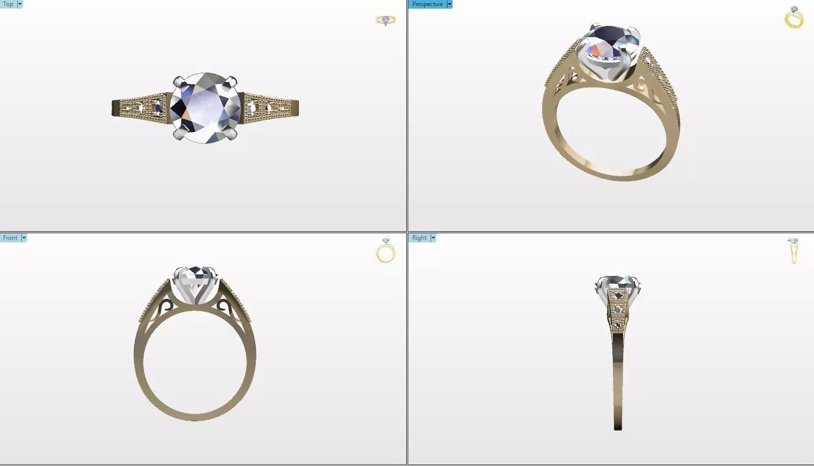 Ring with a  center stone 3D print model_0