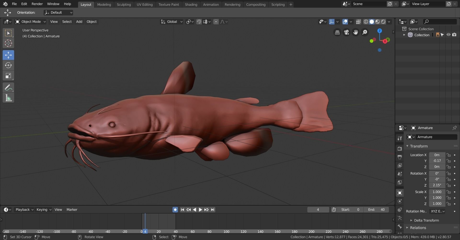 high poly catfish 3D model_3