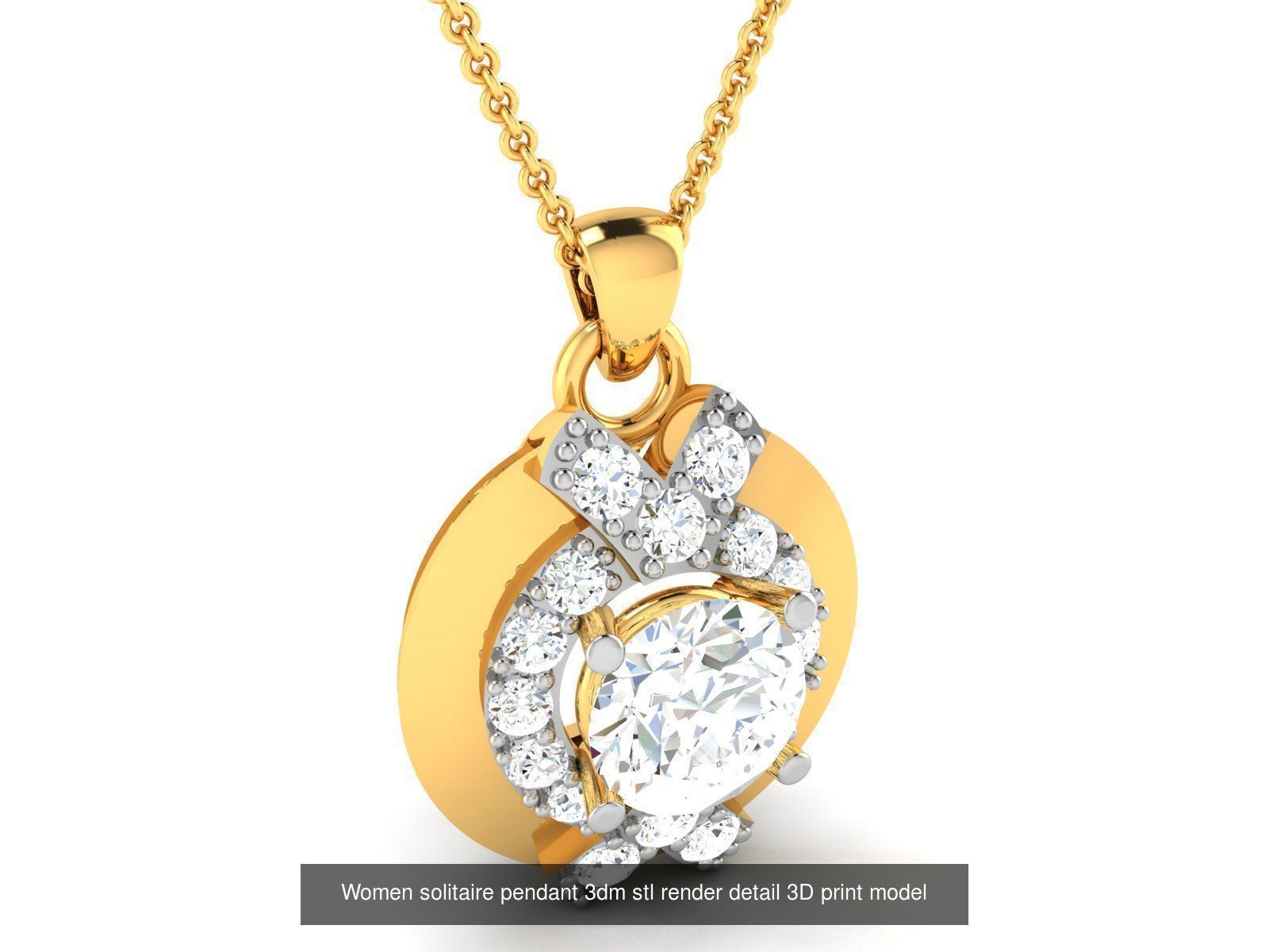 114 Solitaire pendant 3dm stl render detail 3D print model 3D Model Collection_99