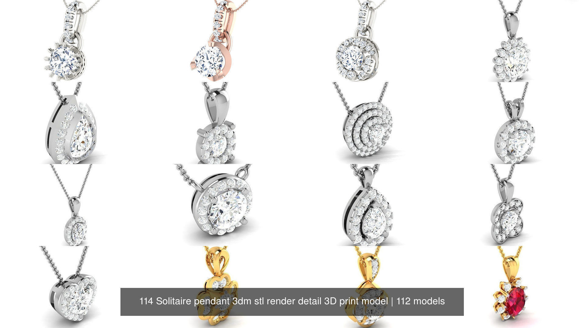 114 Solitaire pendant 3dm stl render detail 3D print model 3D Model Collection_14