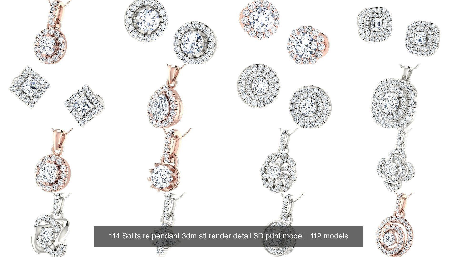 114 Solitaire pendant 3dm stl render detail 3D print model 3D Model Collection_6