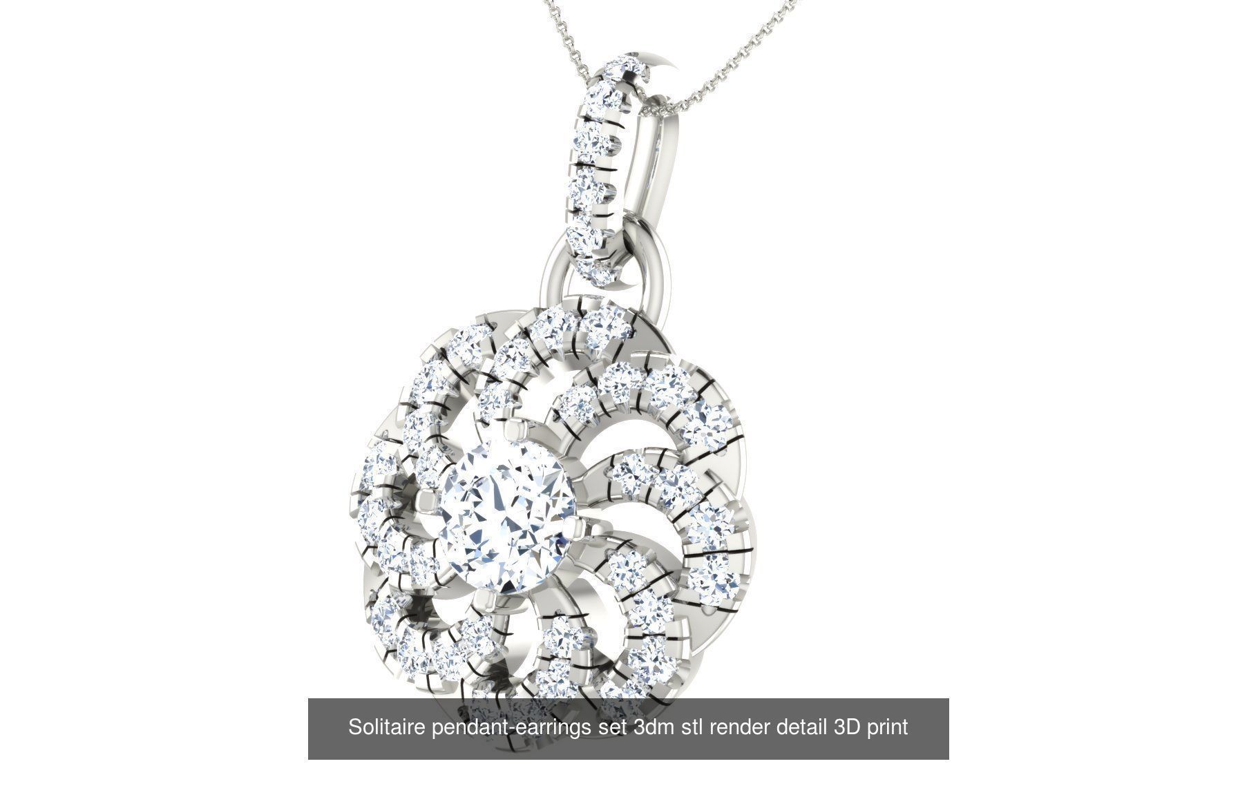 114 Solitaire pendant 3dm stl render detail 3D print model 3D Model Collection_76