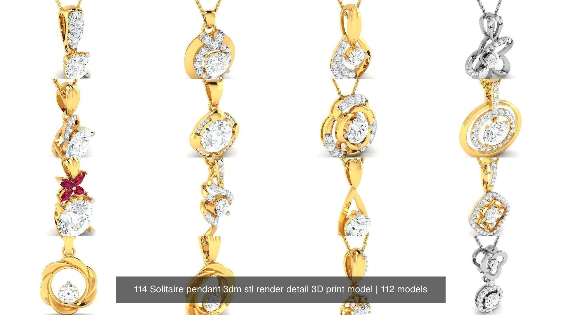 114 Solitaire pendant 3dm stl render detail 3D print model 3D Model Collection_16