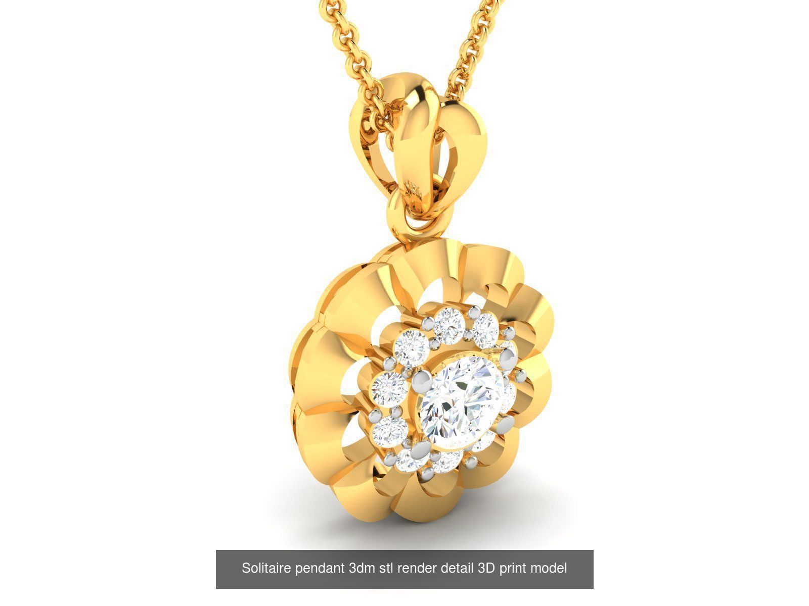 114 Solitaire pendant 3dm stl render detail 3D print model 3D Model Collection_114
