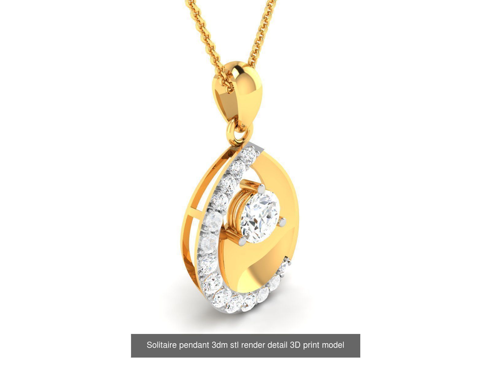114 Solitaire pendant 3dm stl render detail 3D print model 3D Model Collection_117