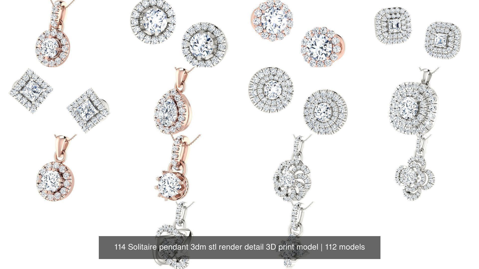 114 Solitaire pendant 3dm stl render detail 3D print model 3D Model Collection_11