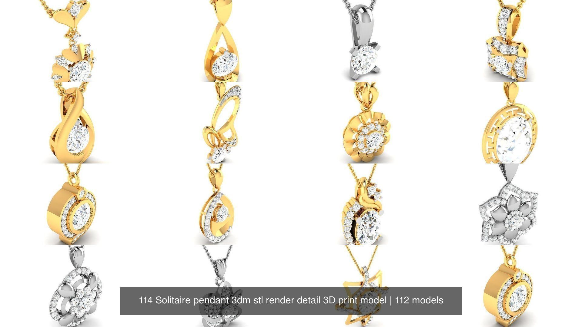 114 Solitaire pendant 3dm stl render detail 3D print model 3D Model Collection_12
