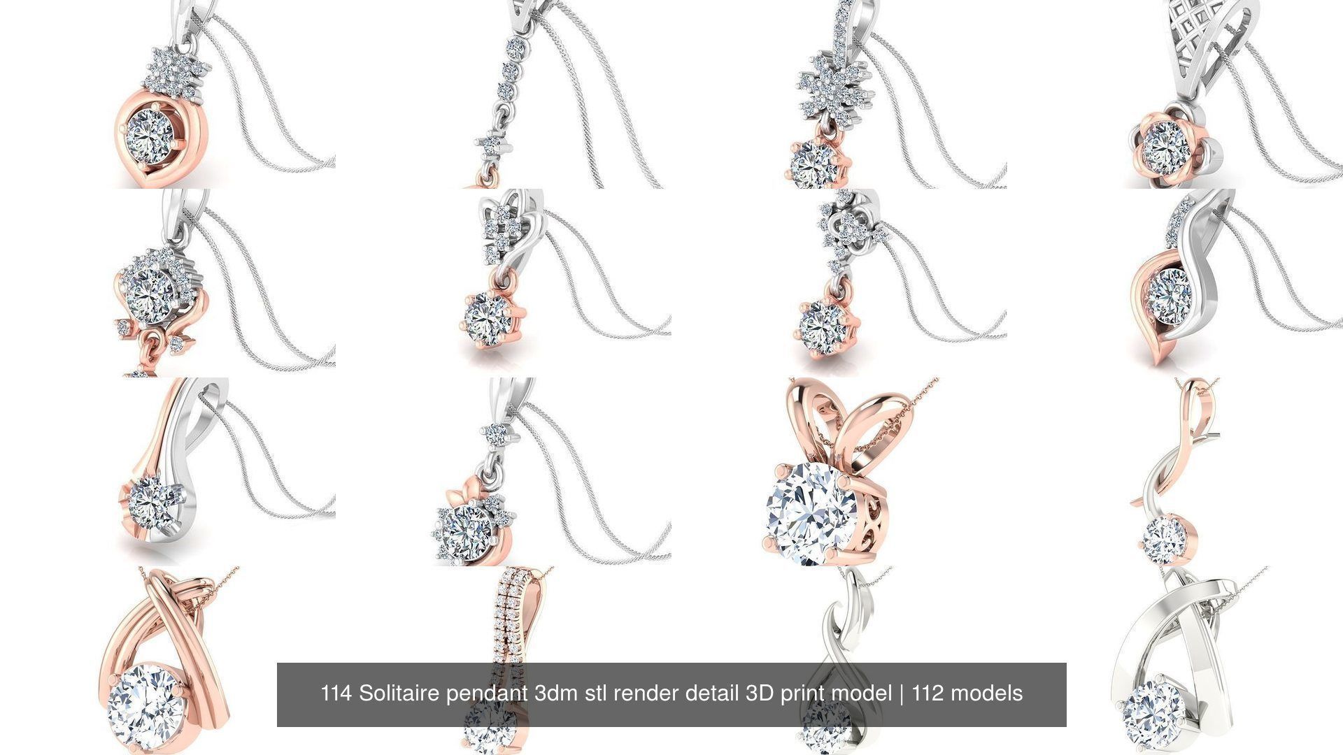 114 Solitaire pendant 3dm stl render detail 3D print model 3D Model Collection_4