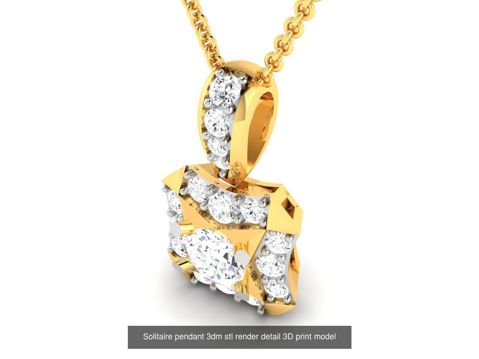 114 Solitaire pendant 3dm stl render detail 3D print model 3D Model Collection_111