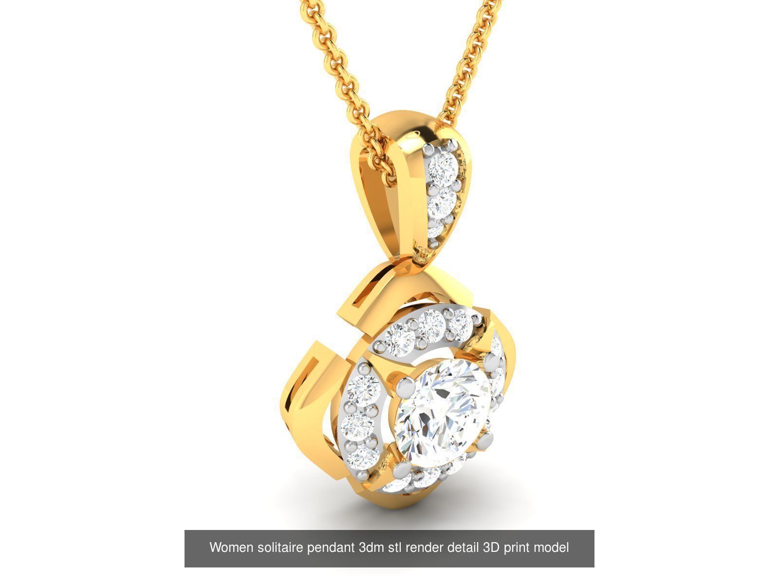 114 Solitaire pendant 3dm stl render detail 3D print model 3D Model Collection_96