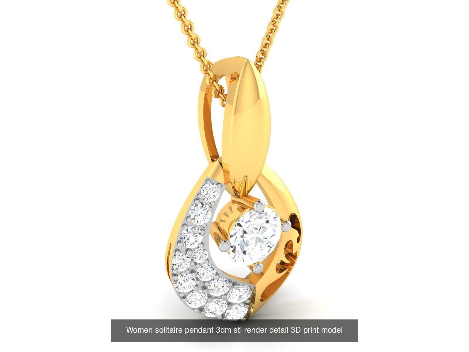114 Solitaire pendant 3dm stl render detail 3D print model 3D Model Collection_100