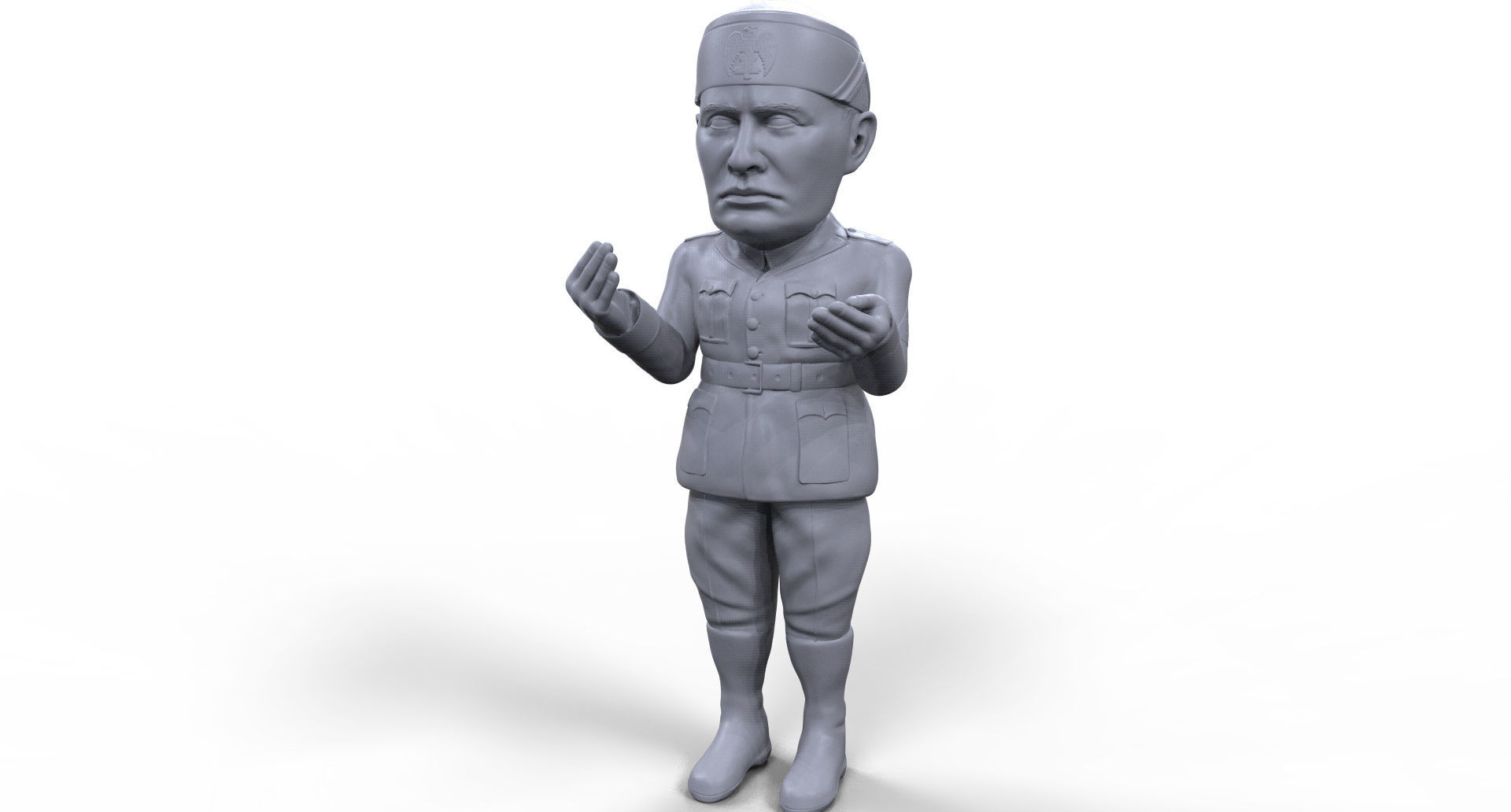 Benito Mussolini stylized high quality 3D printable miniature 3D print model_3