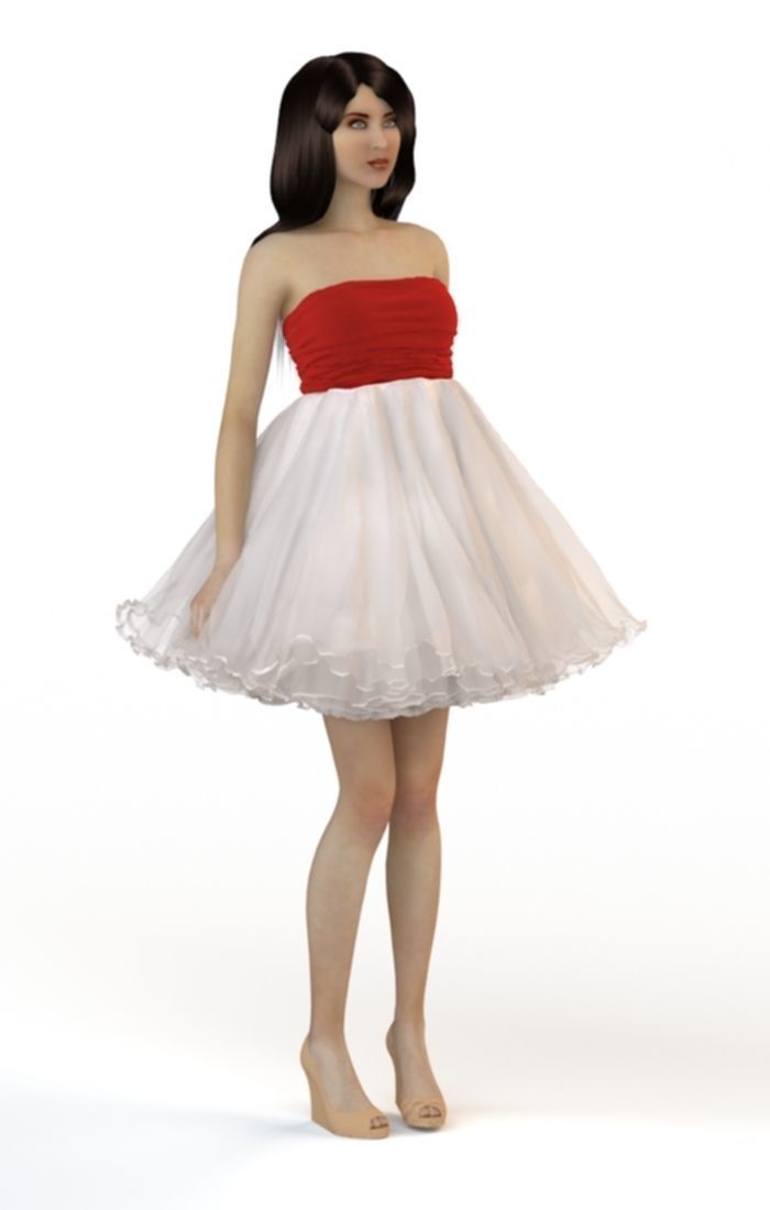 Set skirt and top on the model 3D model_0
