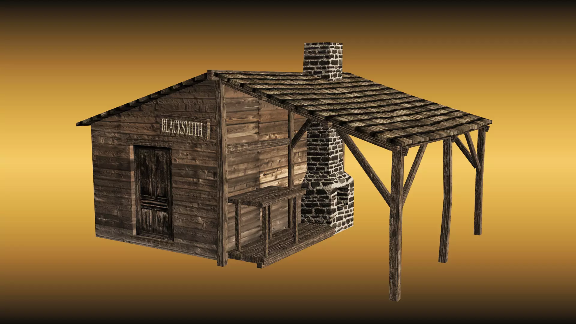 Blacksmith workshop Low-poly 3D model
