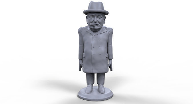 Winston Churchill Stylized high quality 3d printable Miniature 3D print model