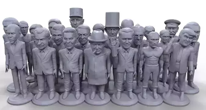 Political stylized high quality 36 3D printable miniatures 3D Model Collection