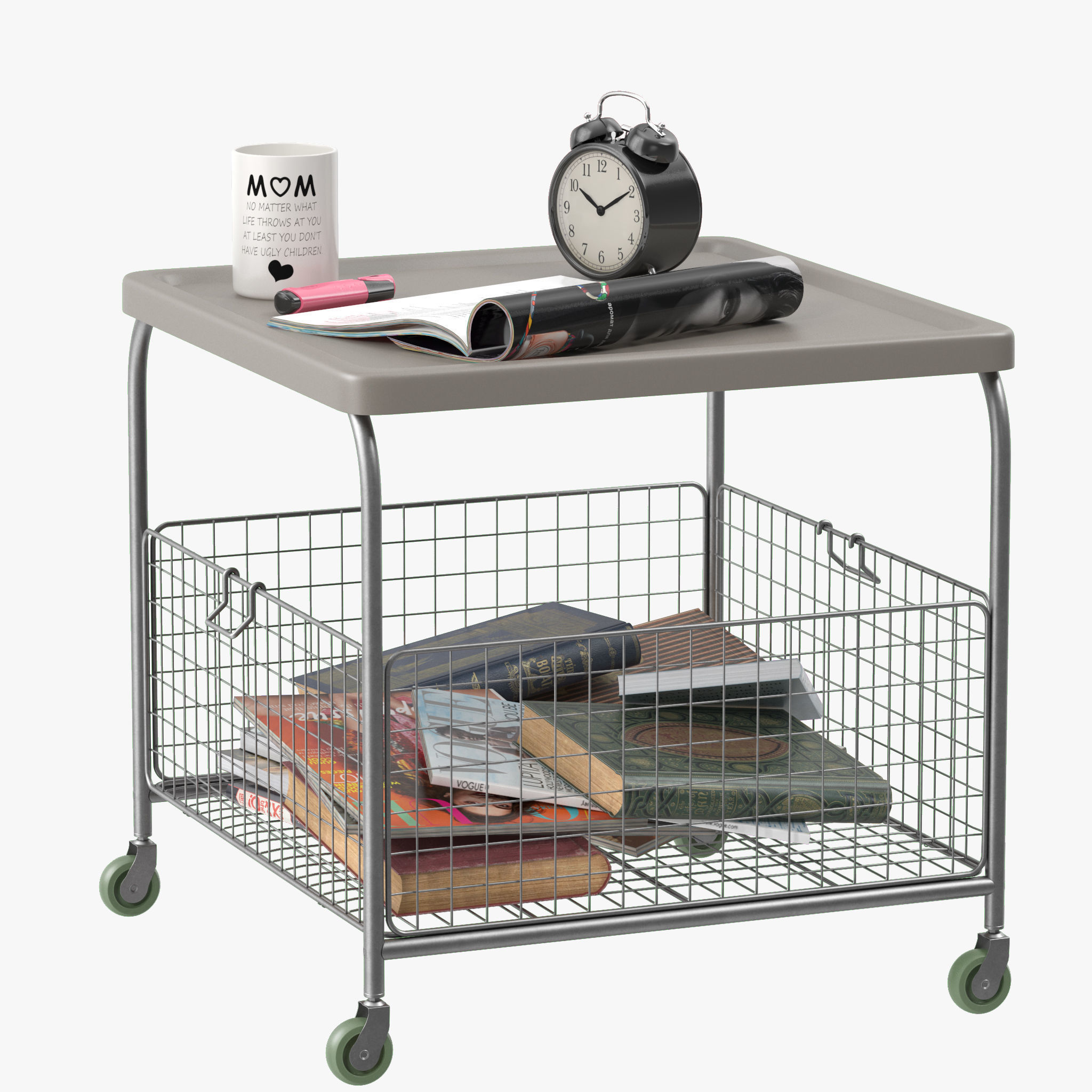 LALLEROD metal cart with books 3D model_1