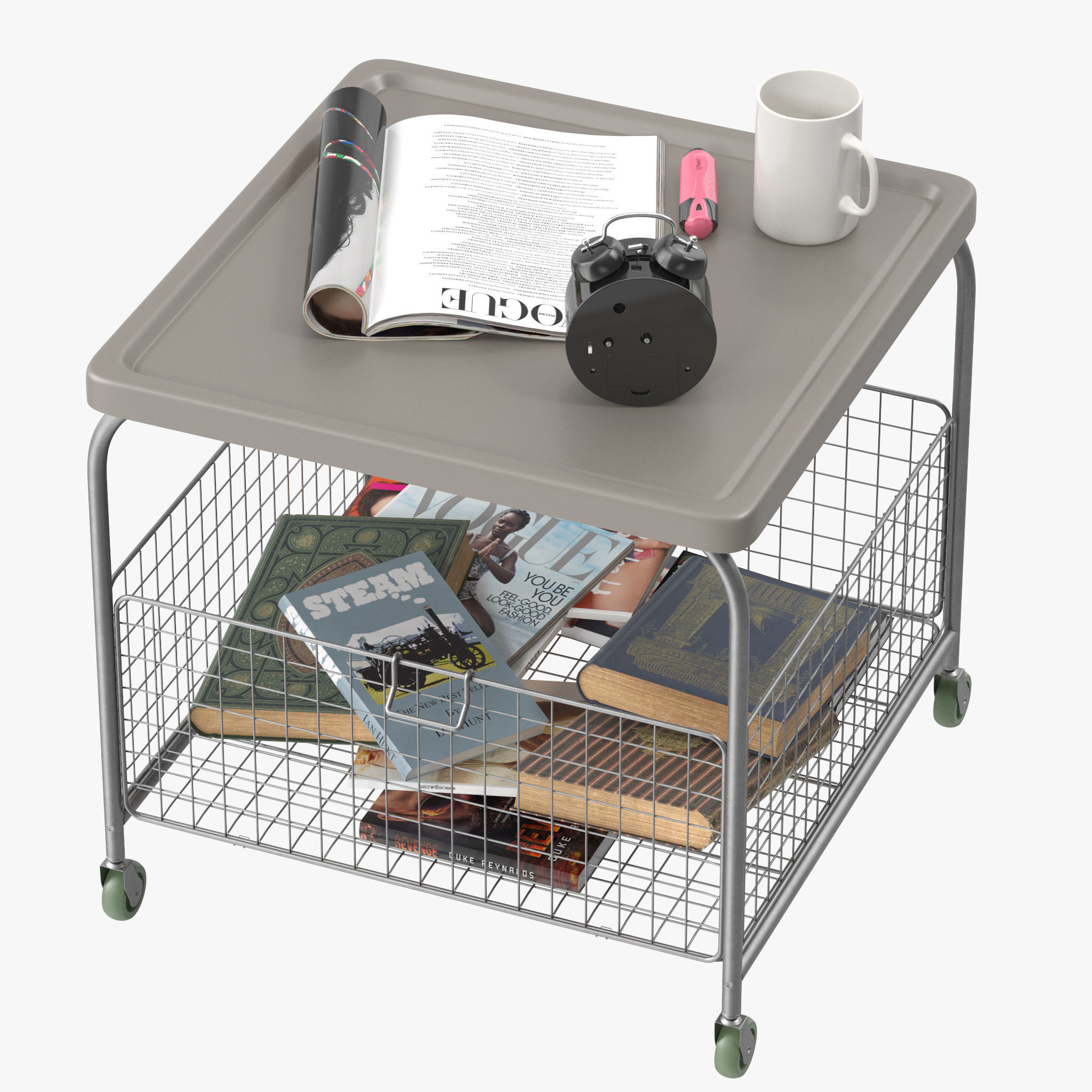 LALLEROD metal cart with books 3D model_4