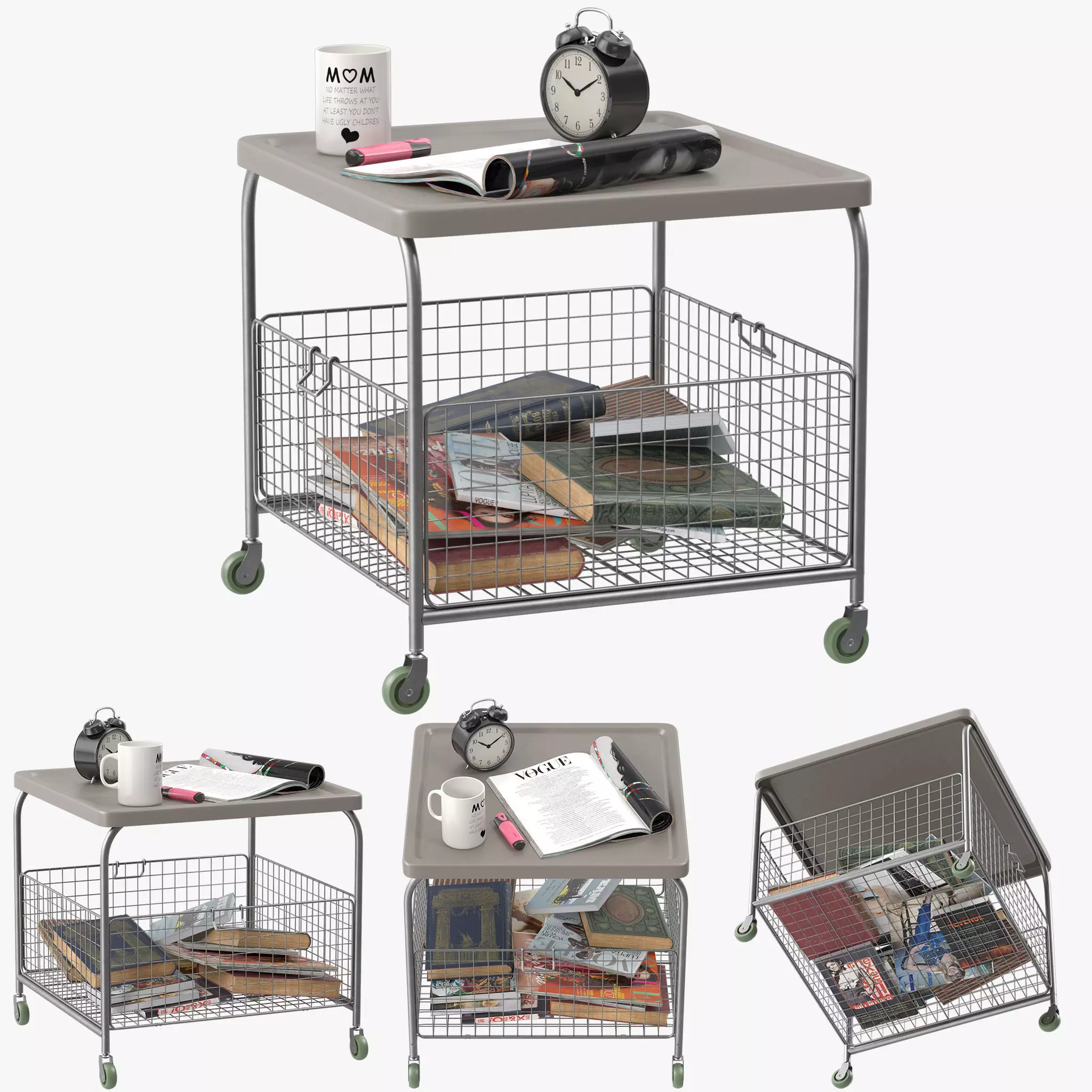 LALLEROD metal cart with books 3D model_0