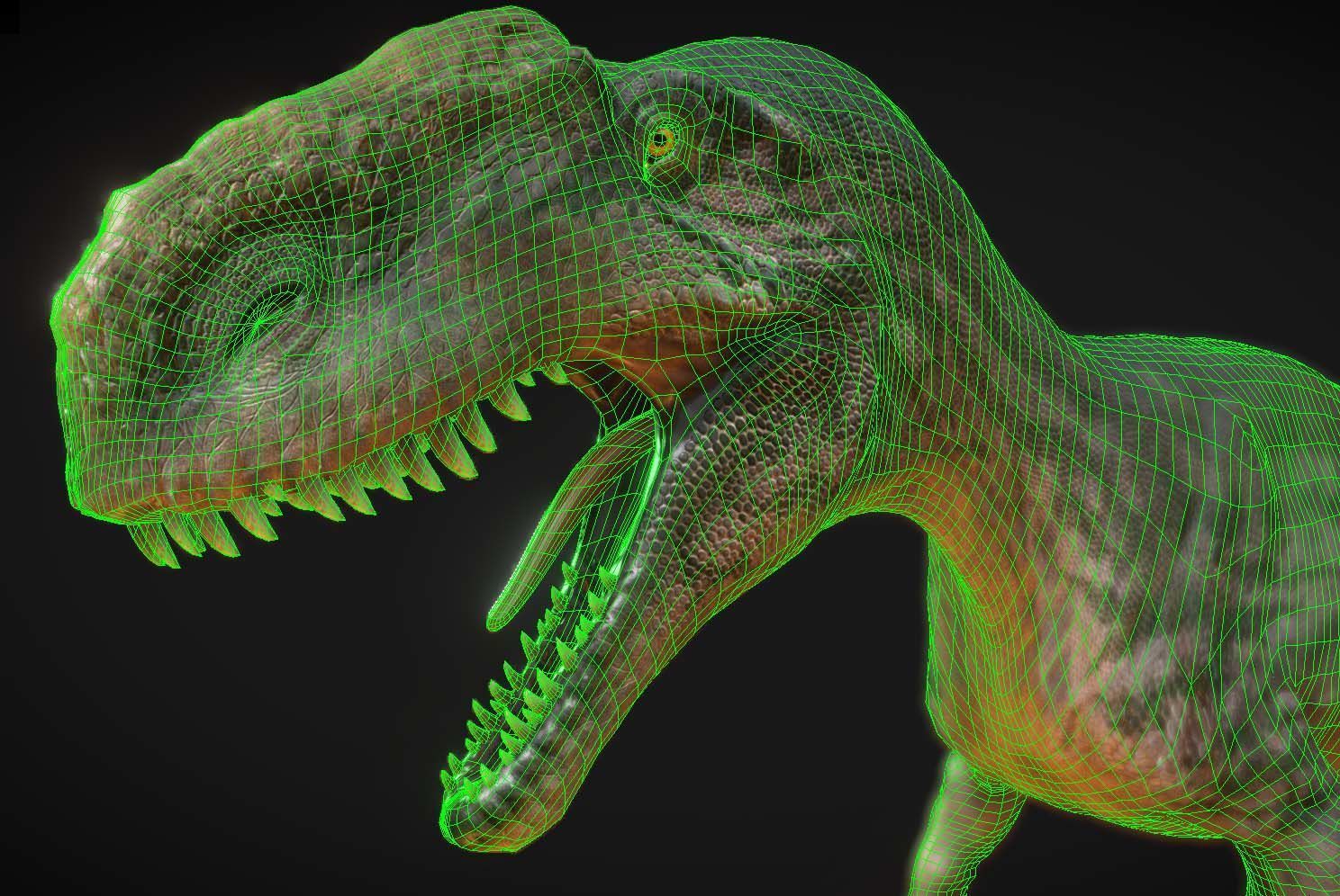Dinosaur Monolophosaurus Low-poly 3D model_1