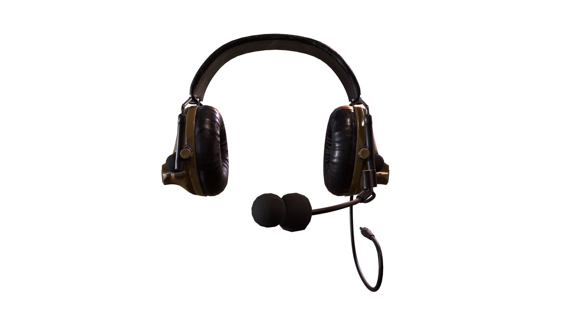 Military Headphone Low-poly 3D model_7