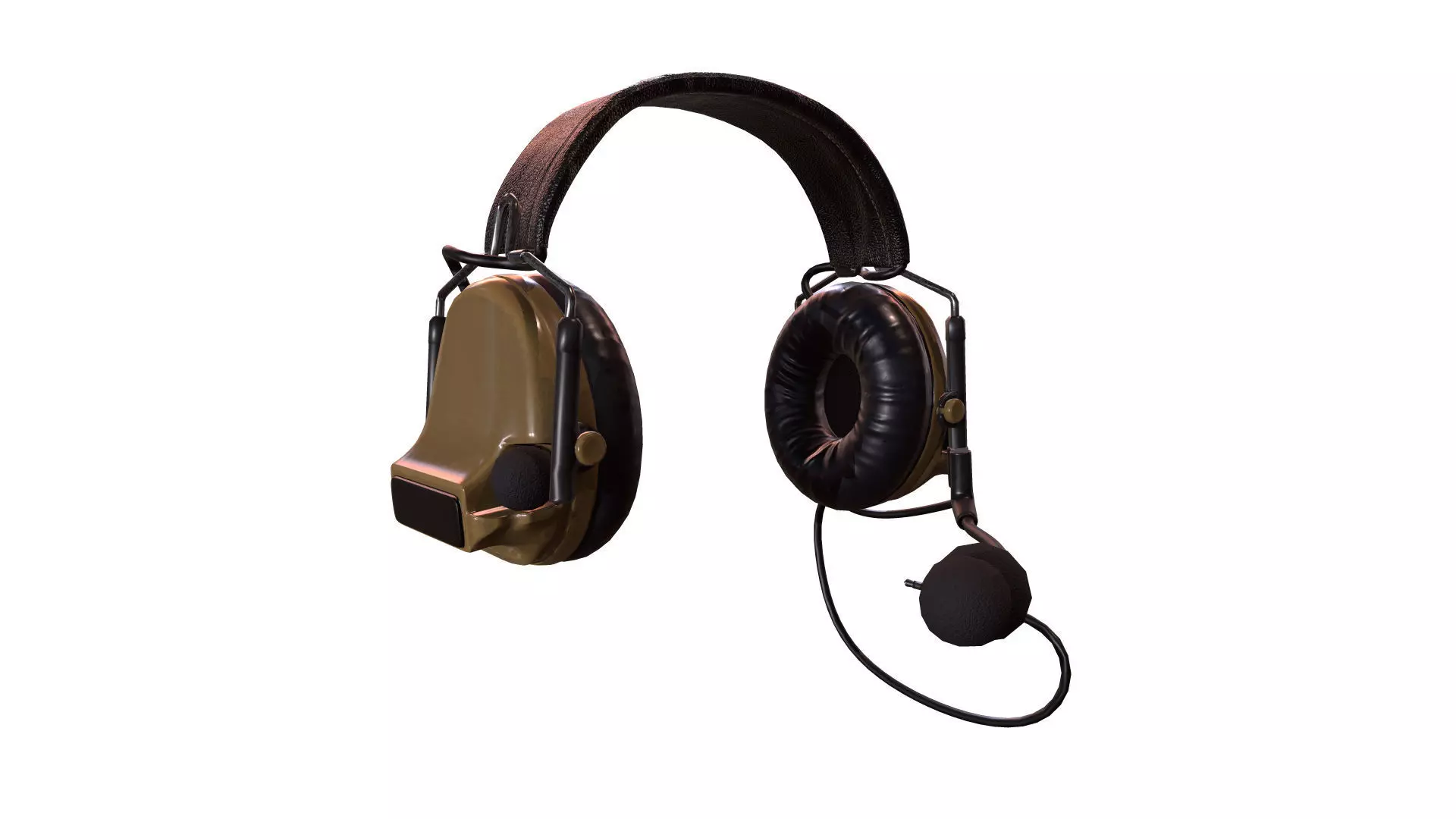 Military Headphone Low-poly 3D model_0
