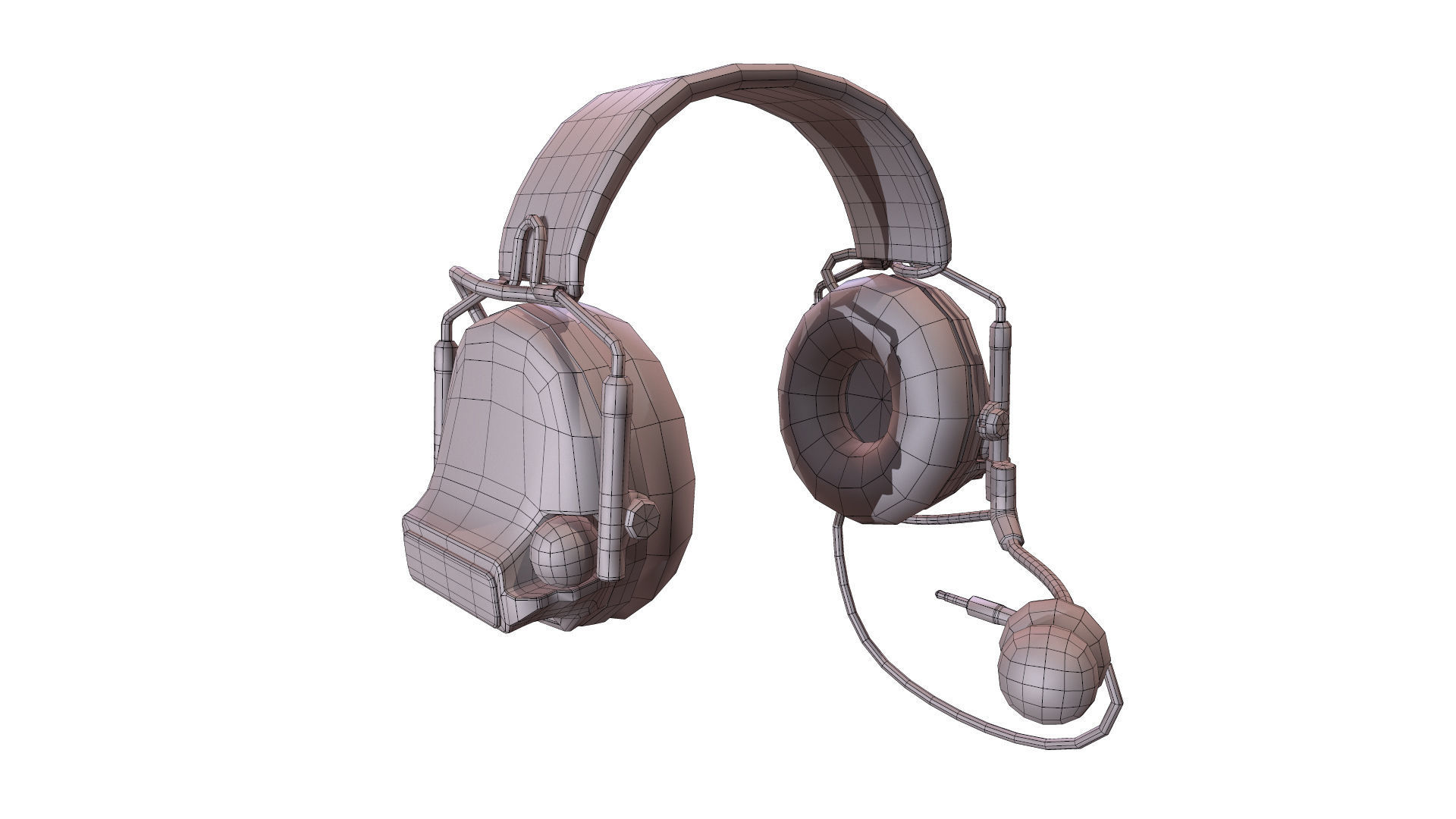 Military Headphone Low-poly 3D model_13