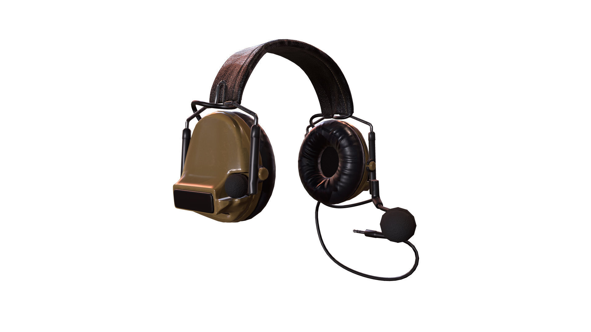 Military Headphone Low-poly 3D model_8