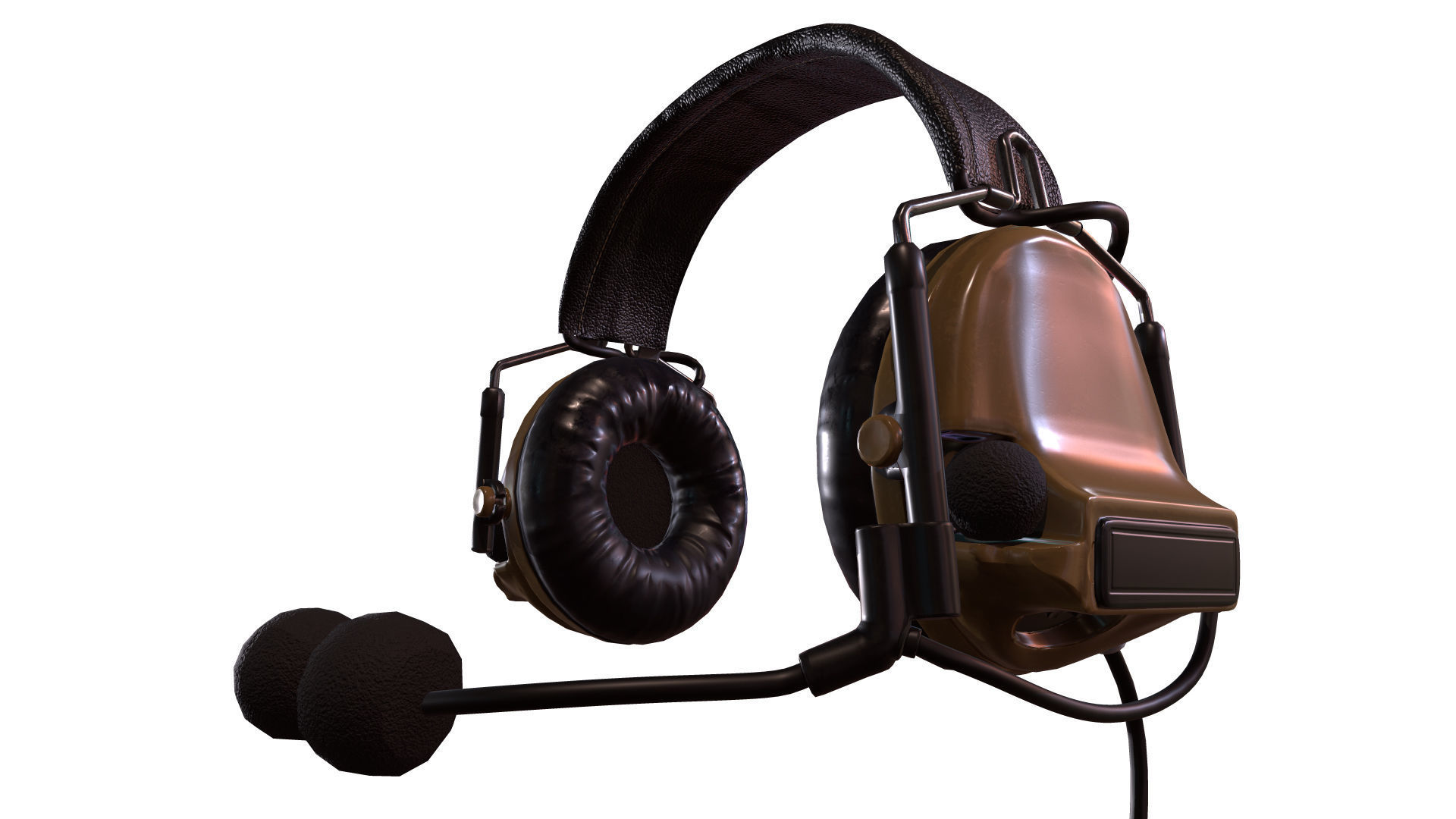 Military Headphone Low-poly 3D model_9
