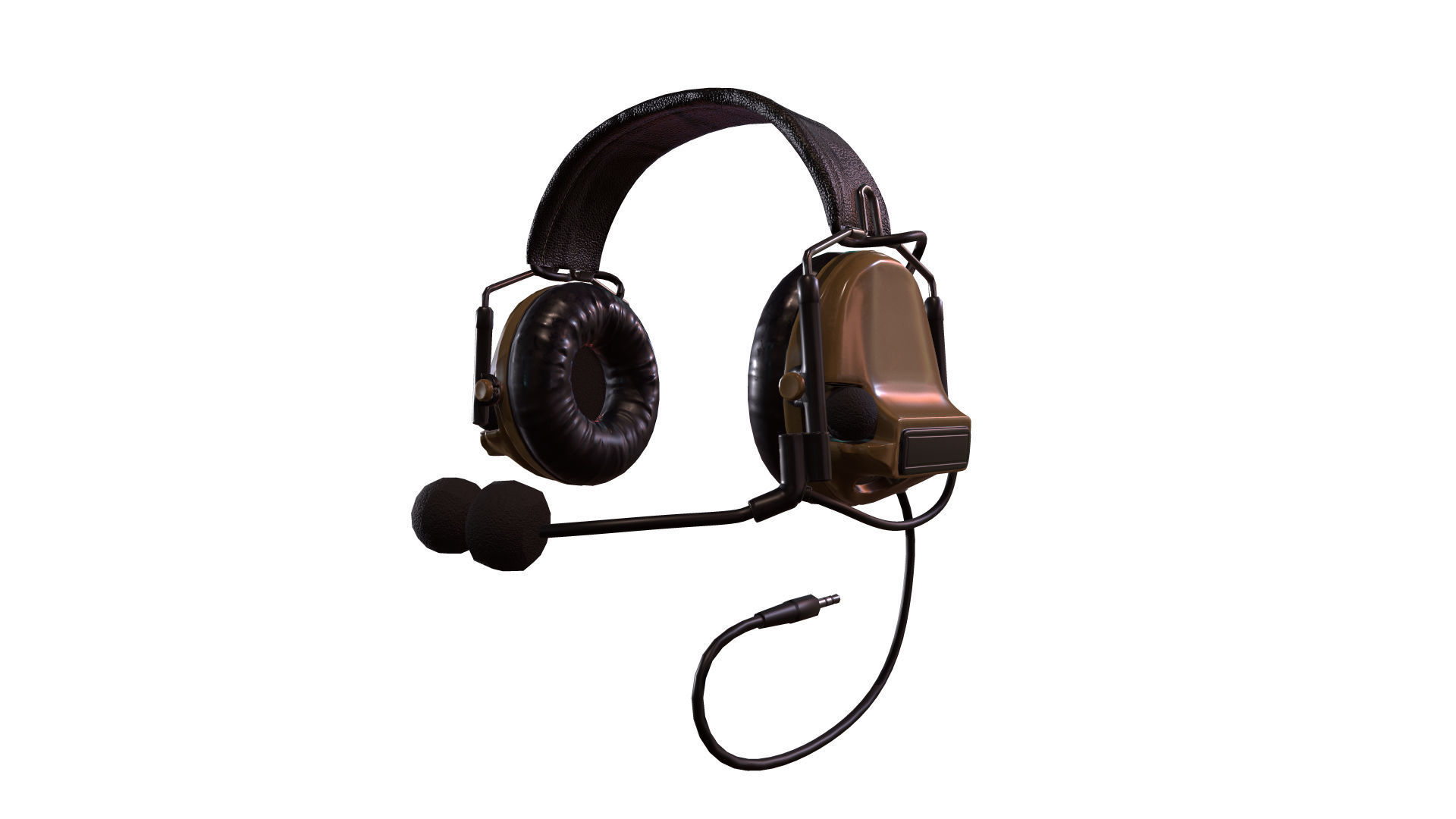 Military Headphone Low-poly 3D model_6