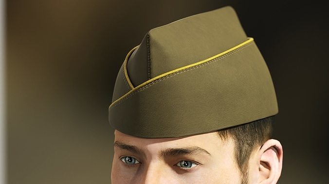Military side garrison cap classic infantry model Low-poly 3D model