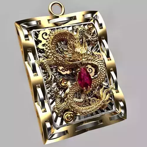 Pendants gold dragon pendant with ruby stone