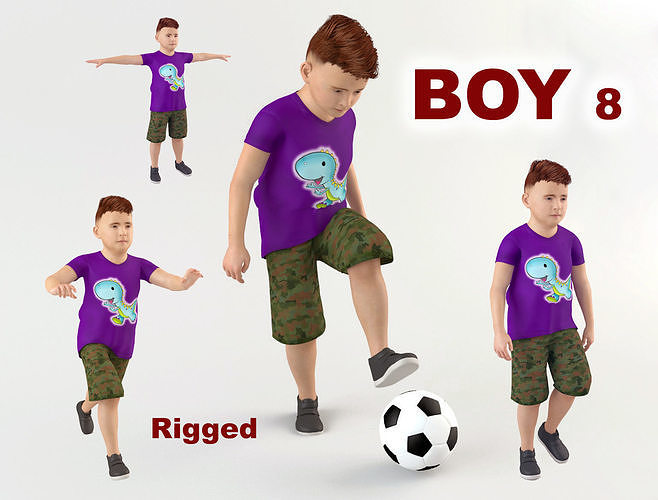 Boy 8 in shirt 3D model