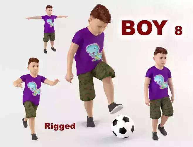 Boy 8 in shirt 3D model