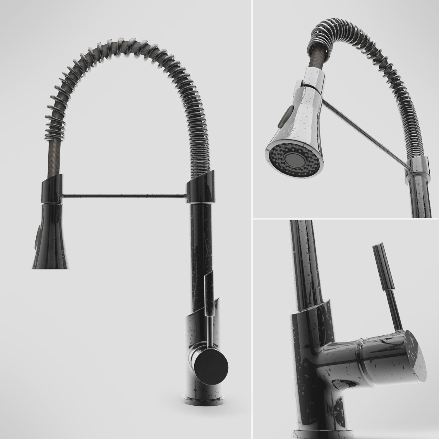 Pull-Down Kitchen Faucet Set 01 3D model_4