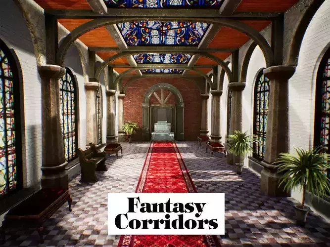 Fantasy Corridors for Unreal Low-poly 3D model