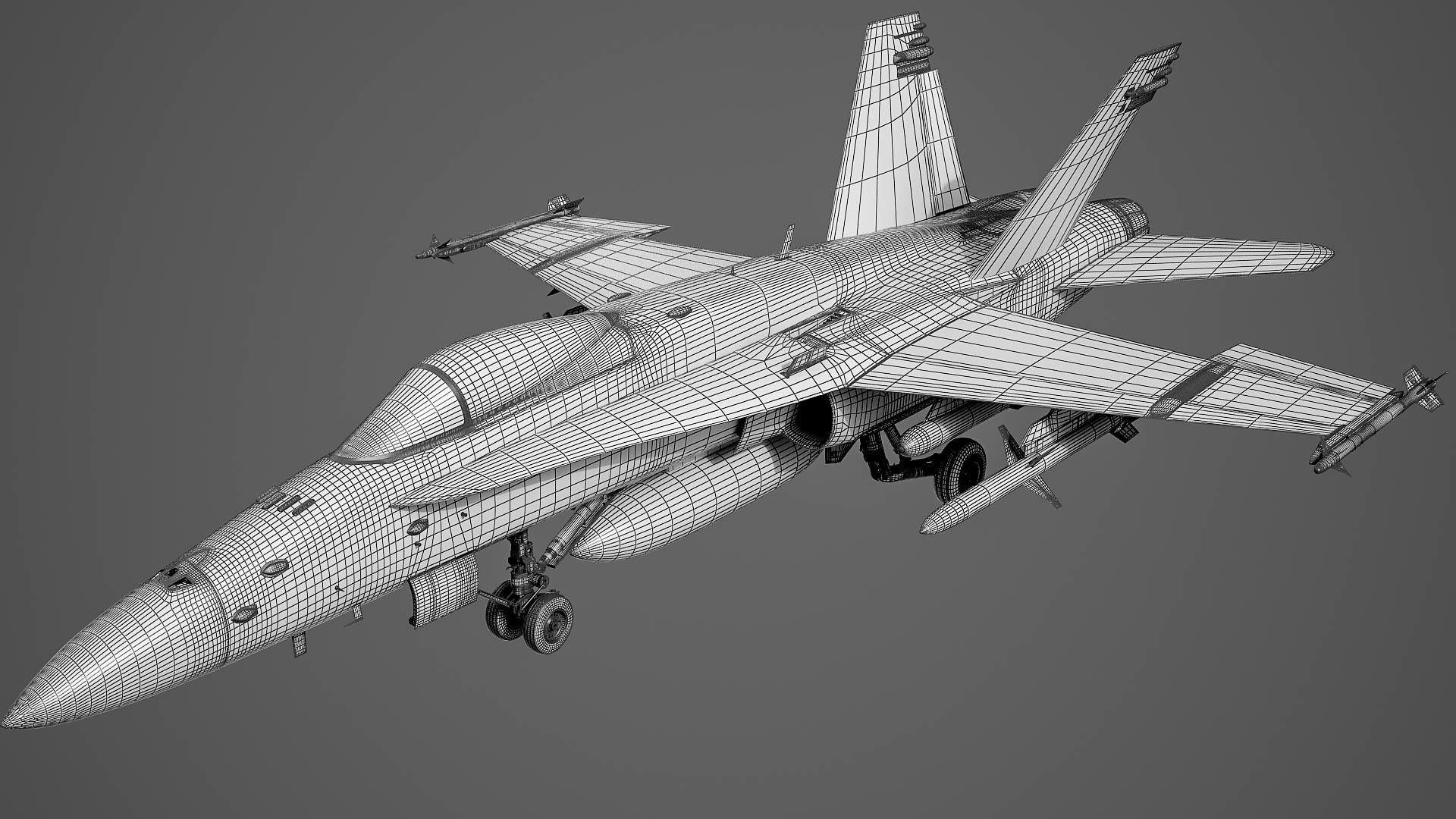 McDonnell Douglas FA-18C Hornet rigged 3D model_31