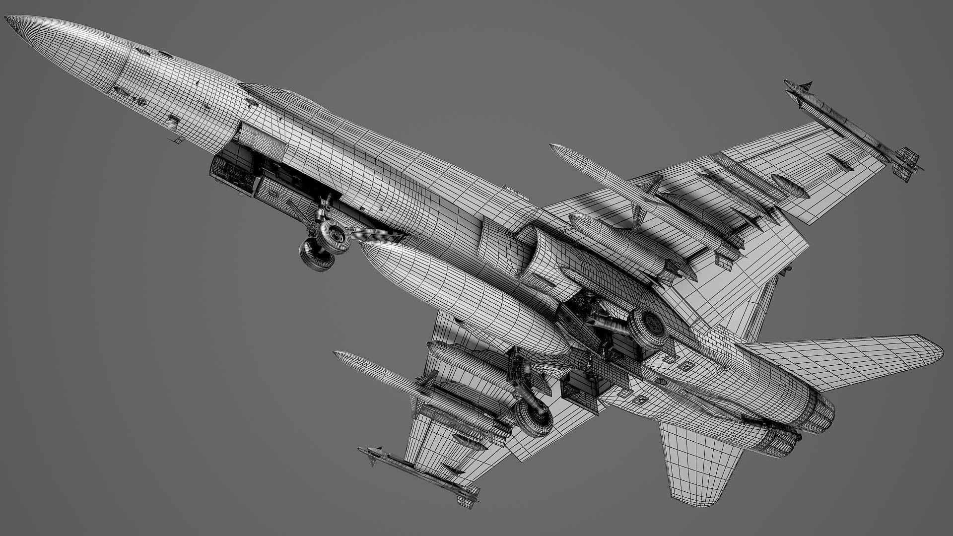 McDonnell Douglas FA-18C Hornet rigged 3D model_32