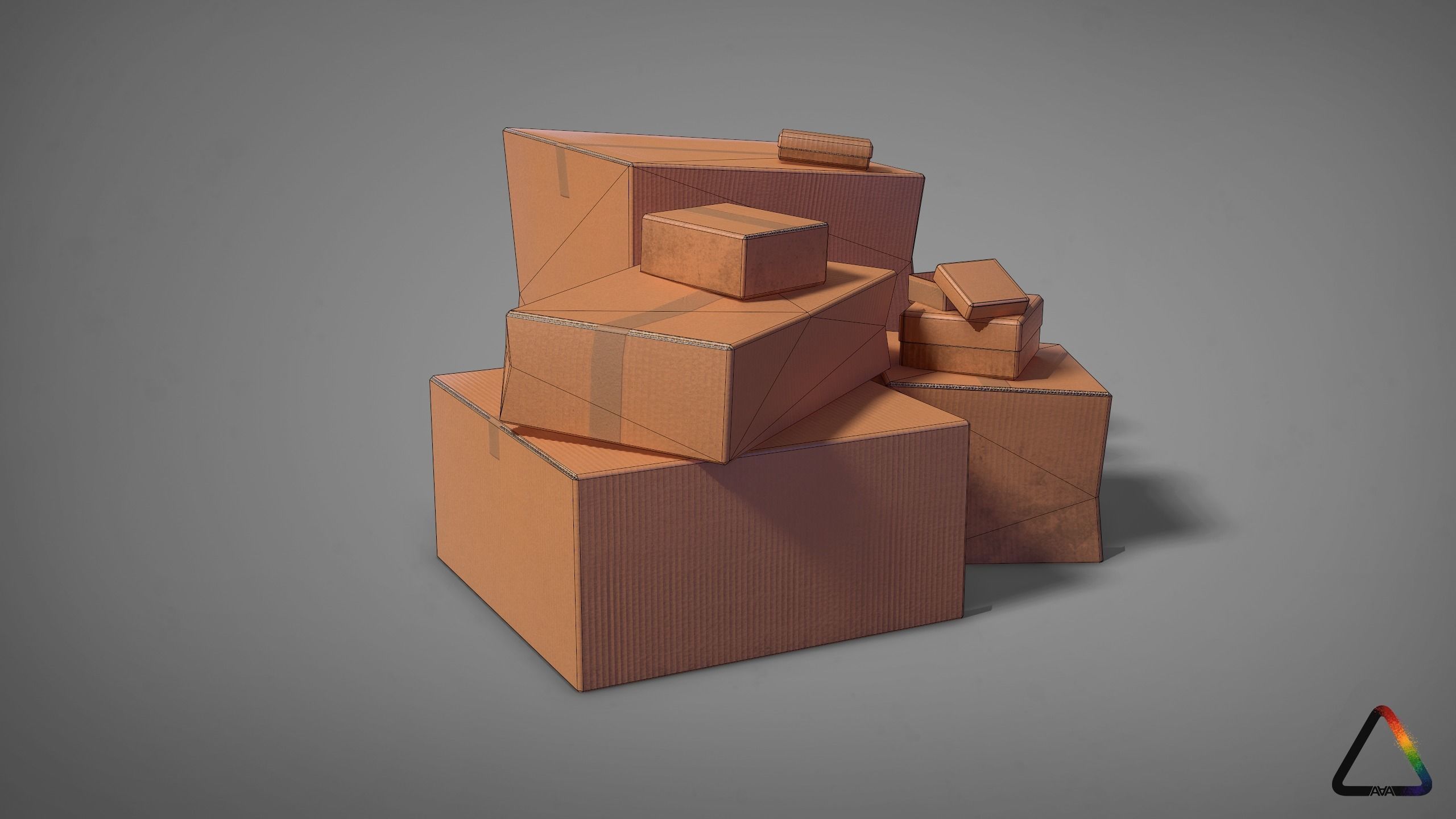 Cardboard Box Pack Free low-poly 3D model_7