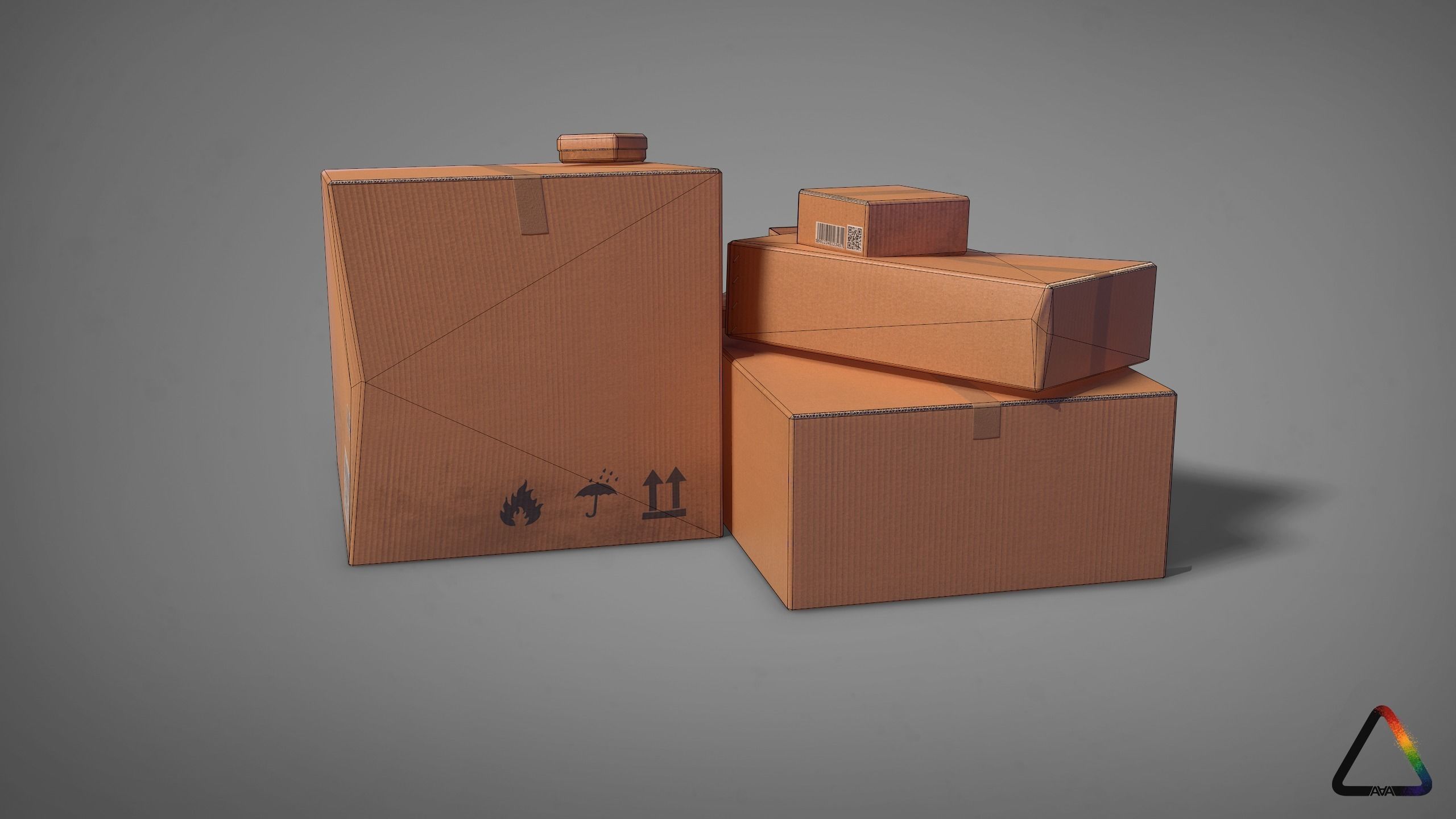 Cardboard Box Pack Free low-poly 3D model_11