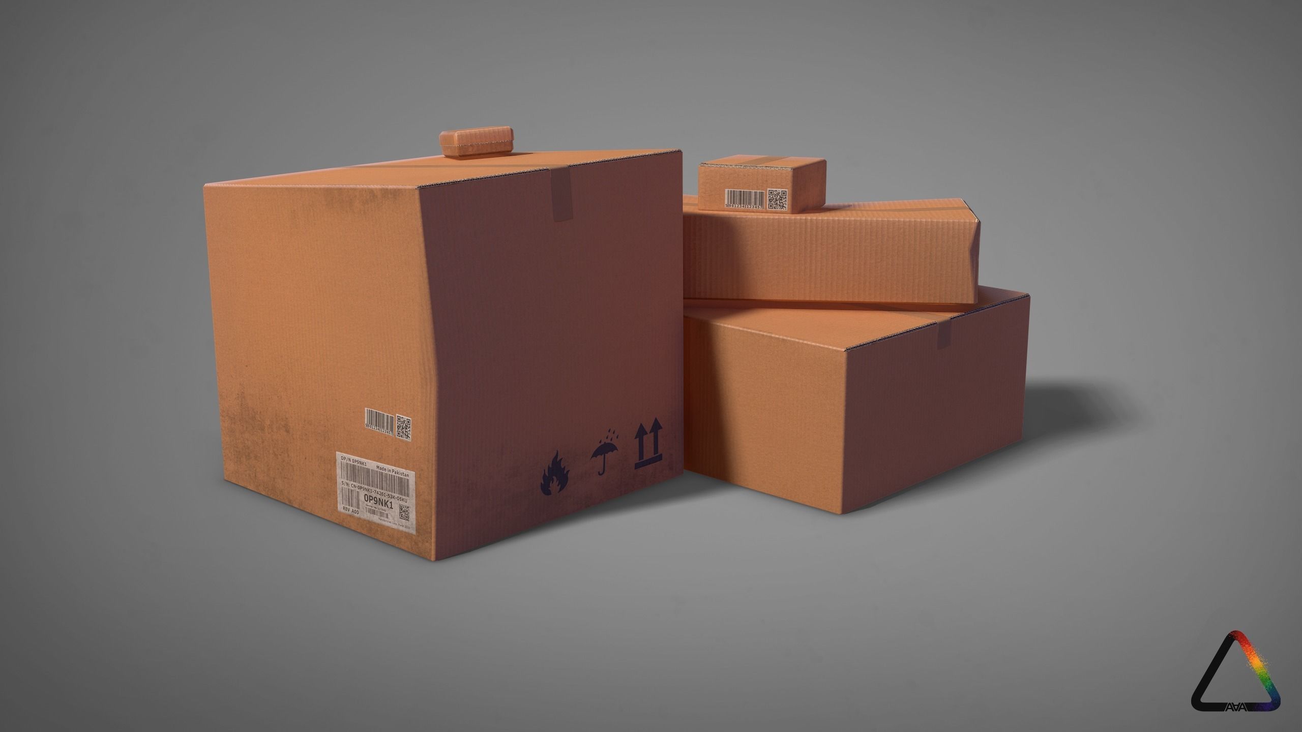 Cardboard Box Pack Free low-poly 3D model_12