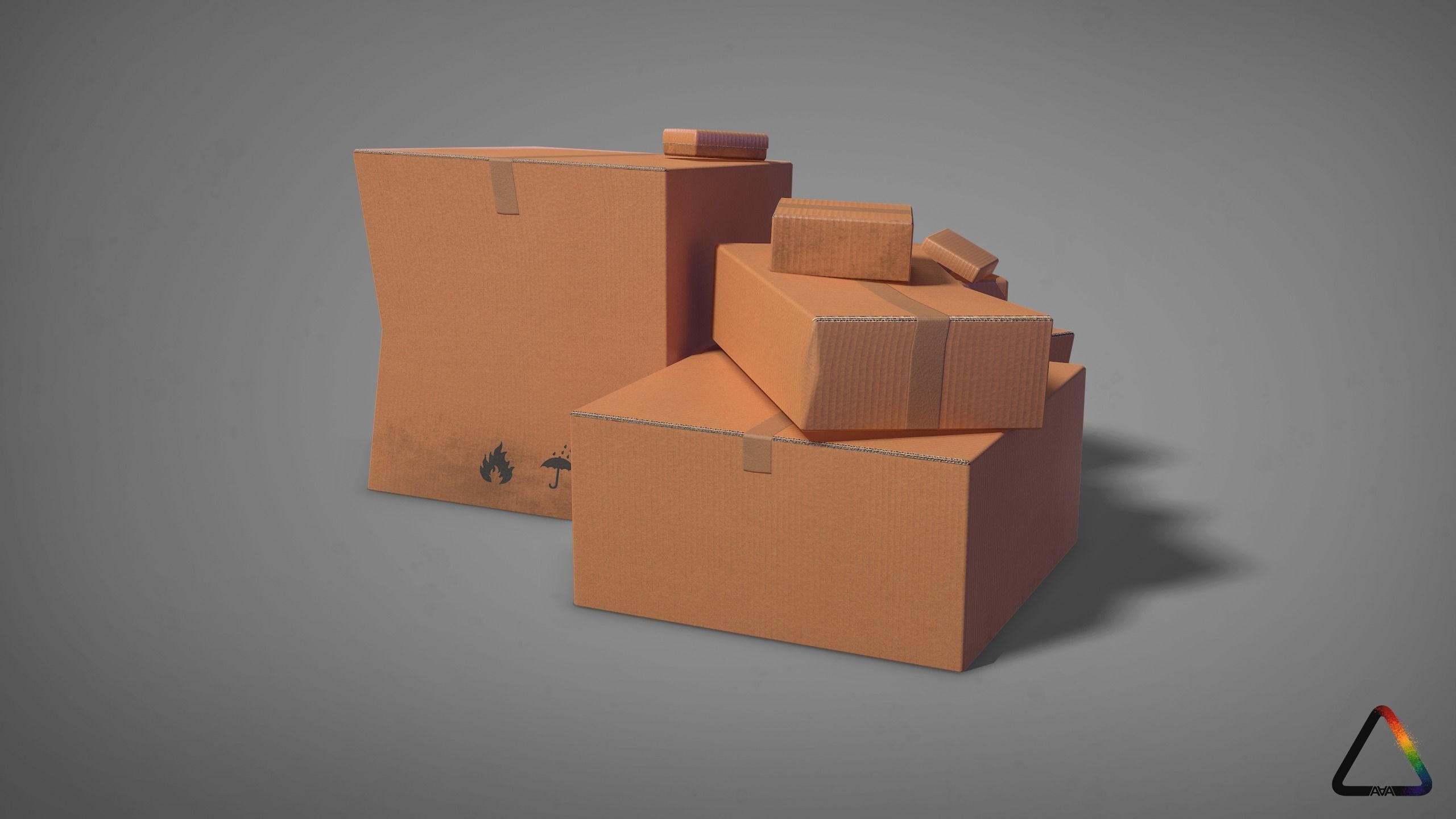 Cardboard Box Pack Free low-poly 3D model_8