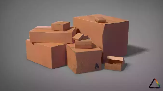 Cardboard Box Pack Free low-poly 3D model