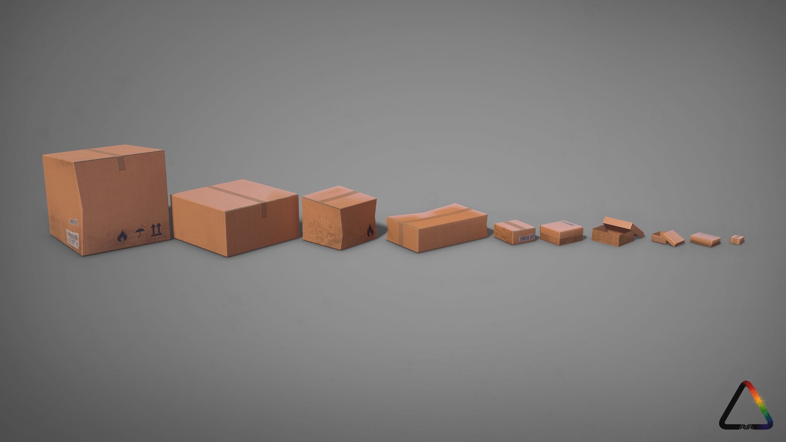 Cardboard Box Pack Free low-poly 3D model_19